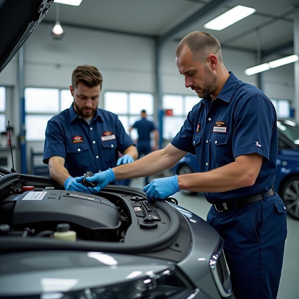 Certified Mechanics Working on a Car in Suratgarh