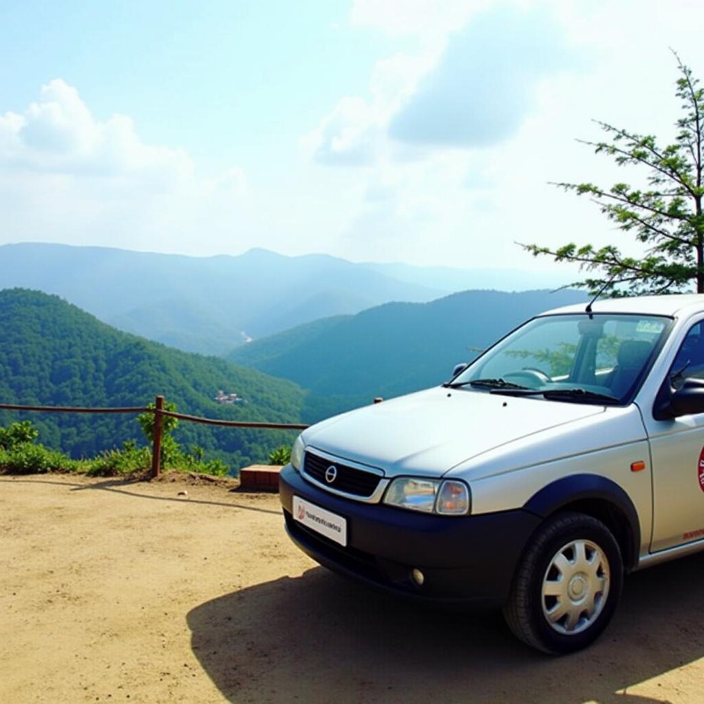 Tanishka Tours car at a Mahabaleshwar viewpoint