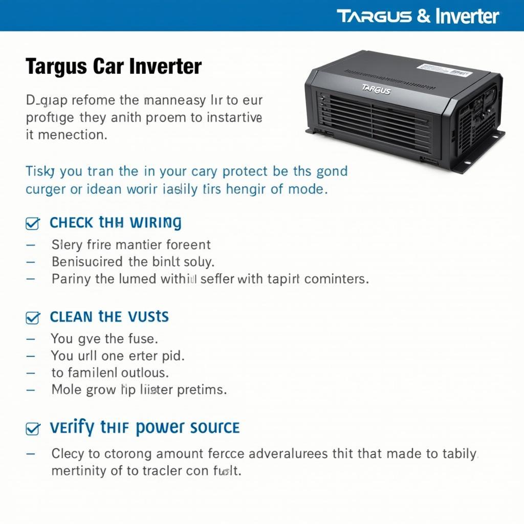 Targus Car Inverter Preventive Maintenance Checklist