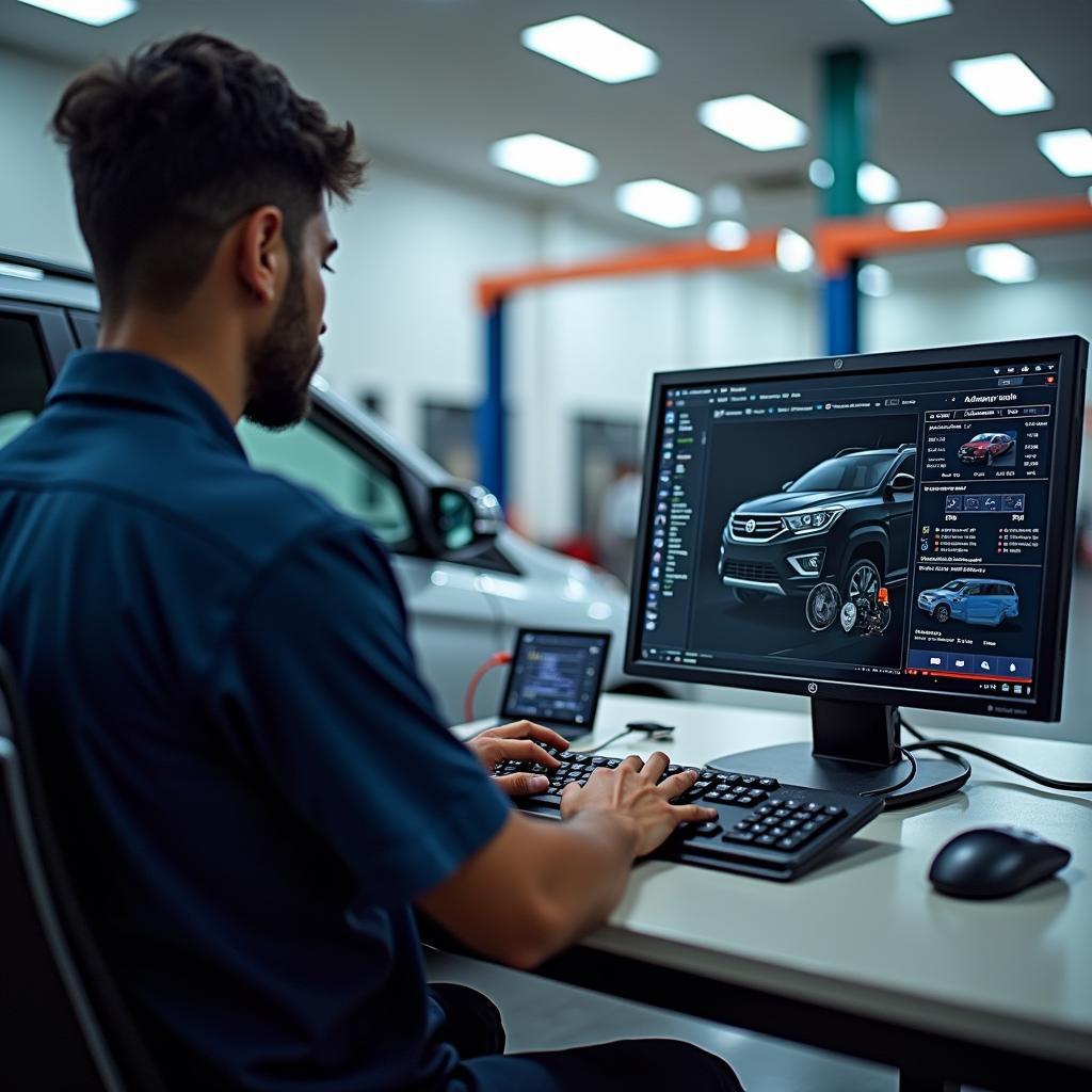 Tata Car Undergoing Diagnostic Check in Nadia