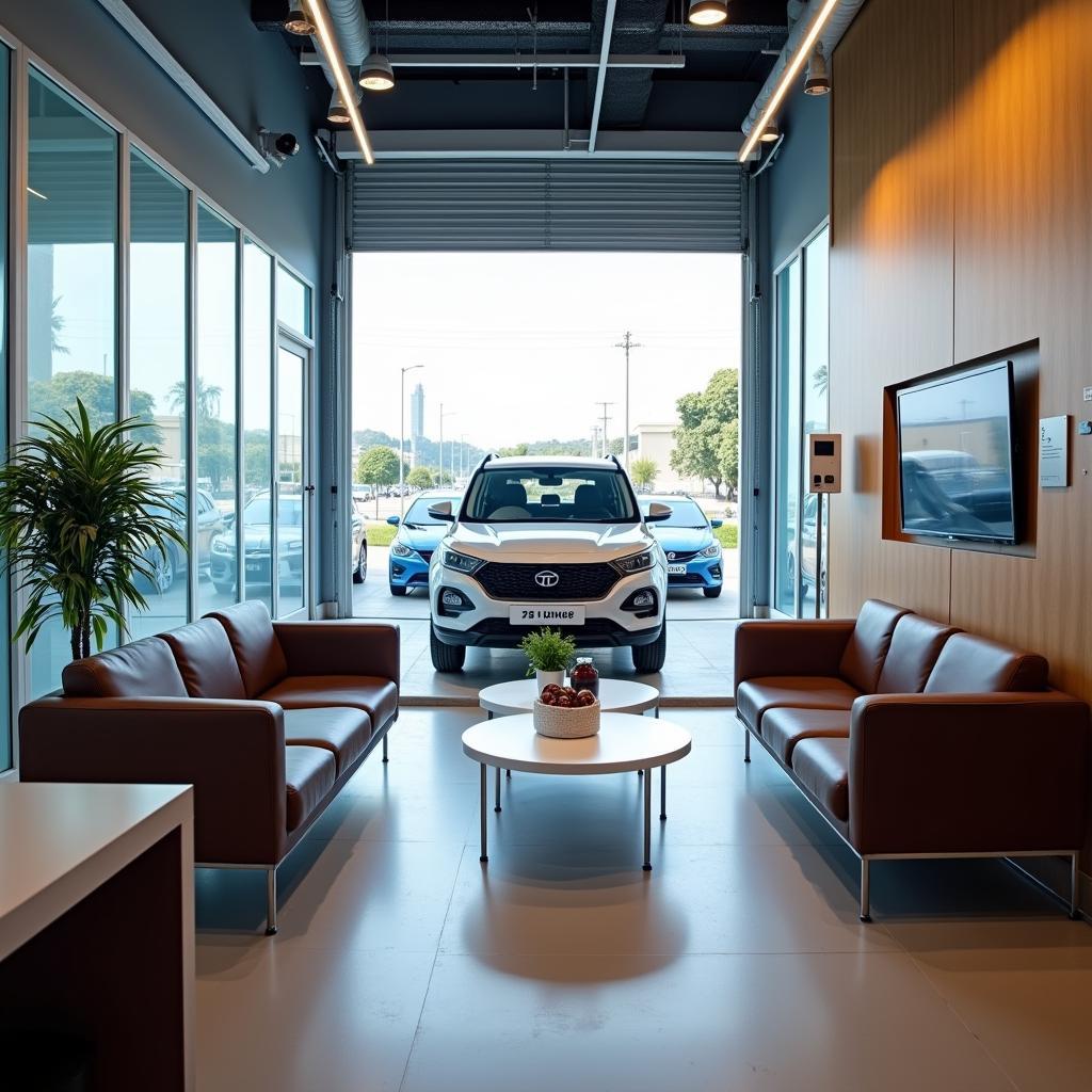 Comfortable Customer Lounge at a Tata Car Service Centre