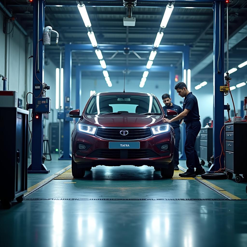 Tata Car Undergoing Service in Mayur Vihar