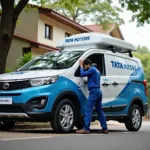 Tata Motors Mobile Service Van Providing Convenient Car Maintenance at Customer's Doorstep