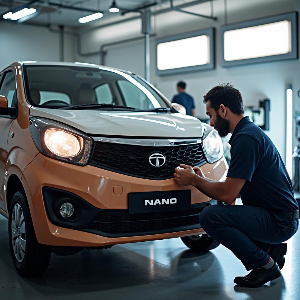 Tata Nano at an Authorized Service Center