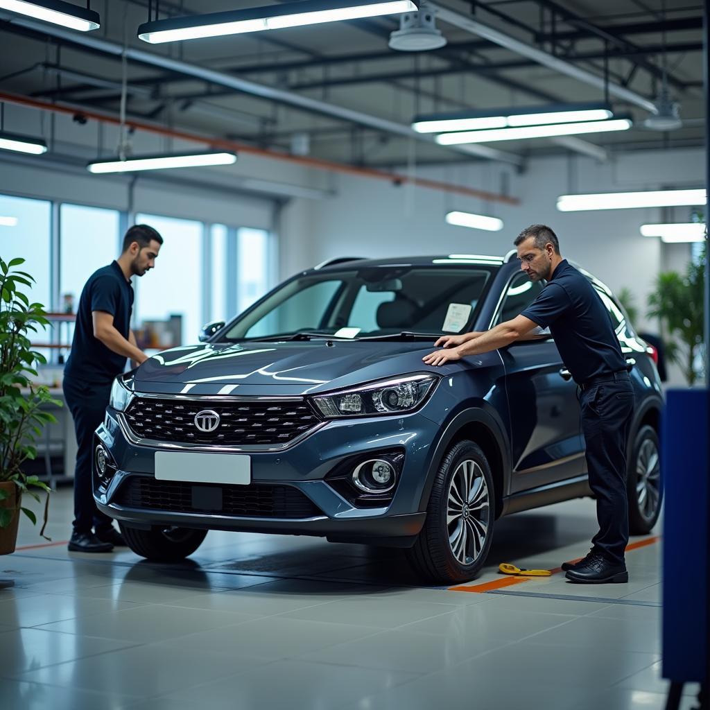 Routine Maintenance at a Tata Passenger Car Service Centre