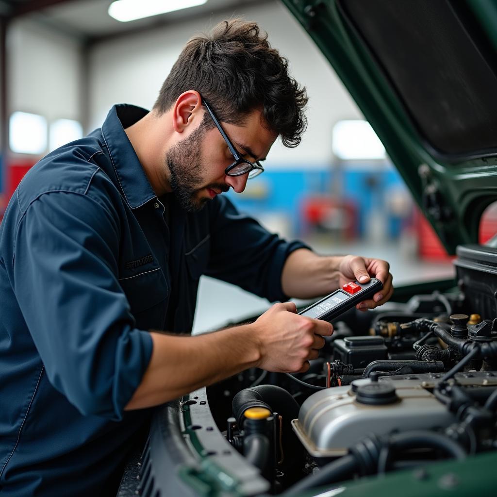 Thar specialist mechanic working on the engine