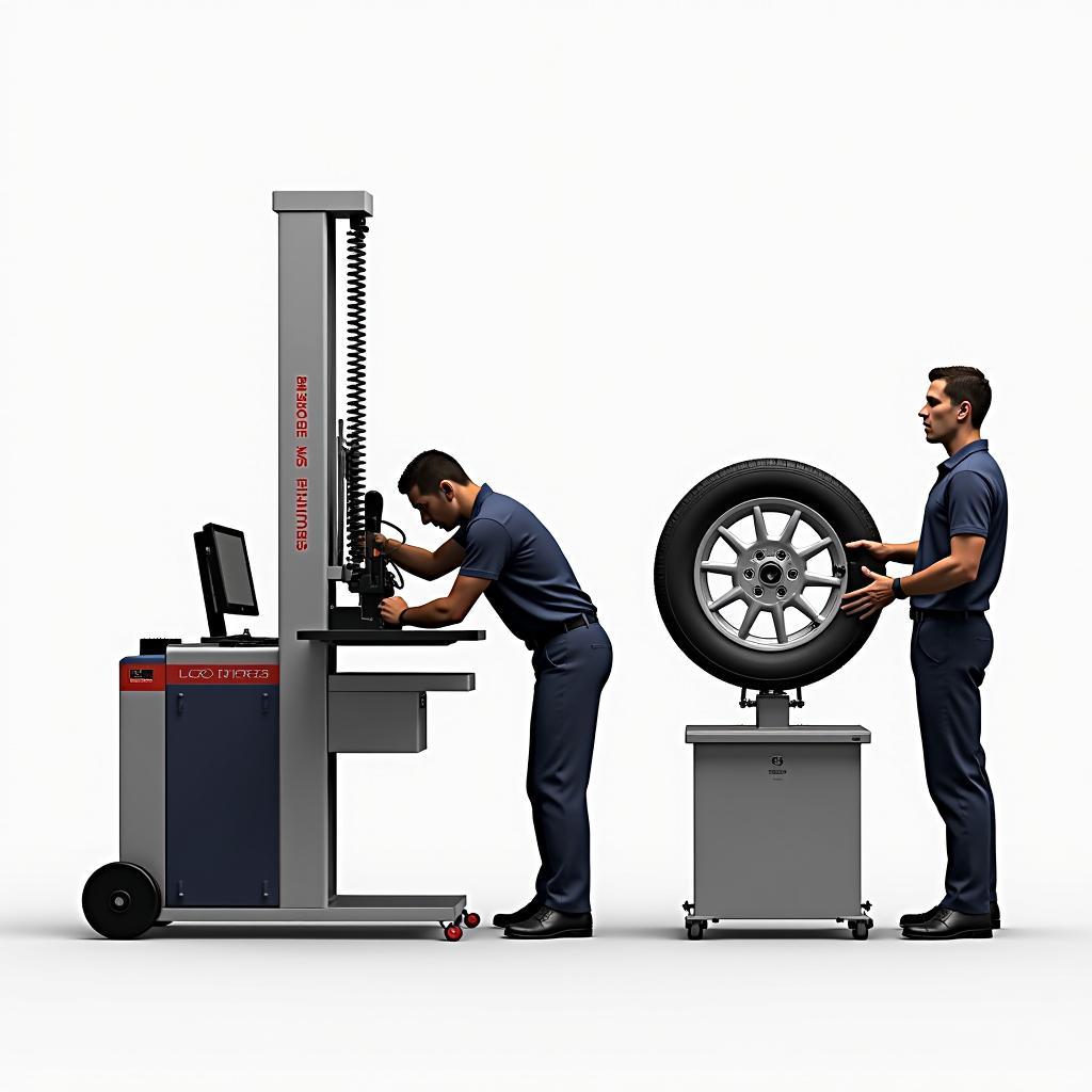 Tire Changer and Wheel Balancer in Action