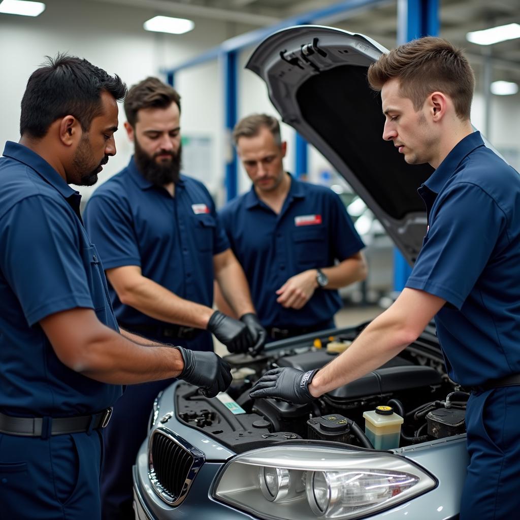 Experienced Mechanics at a Tirupur Car Service Center