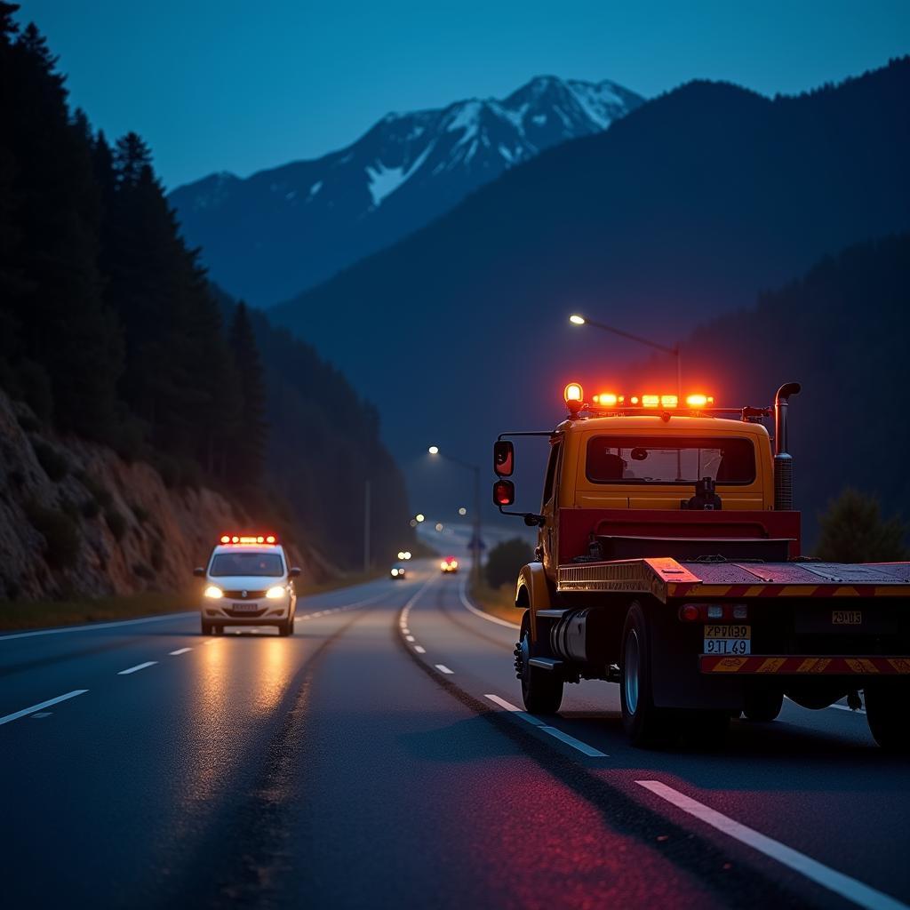 Tow Truck Arriving at Night in Solan