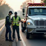 Tow truck driver assisting a stranded motorist in Chinnar