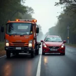 Tow Truck Arriving at Accident Scene in Karnal