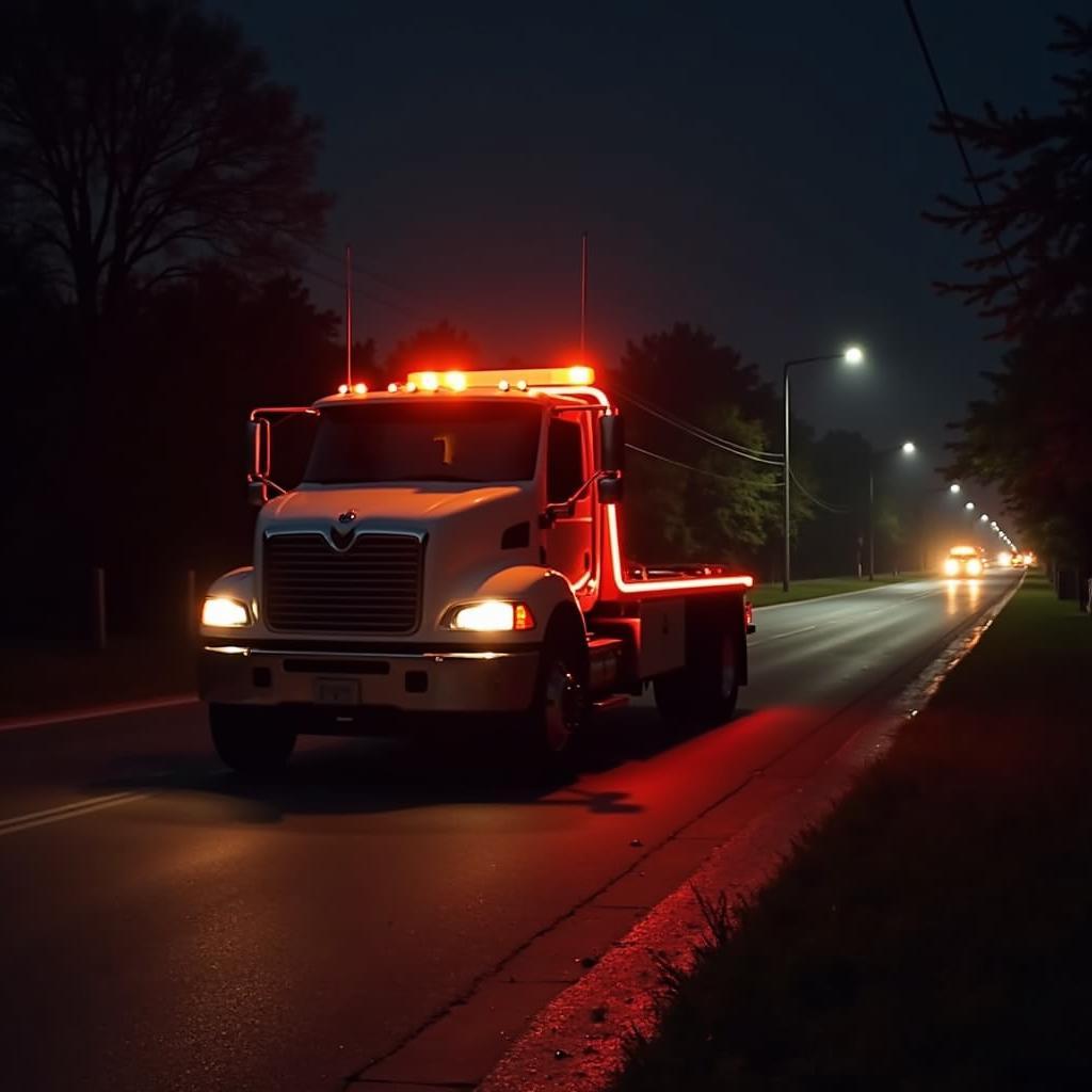 Tow truck operating at night in Meyerton