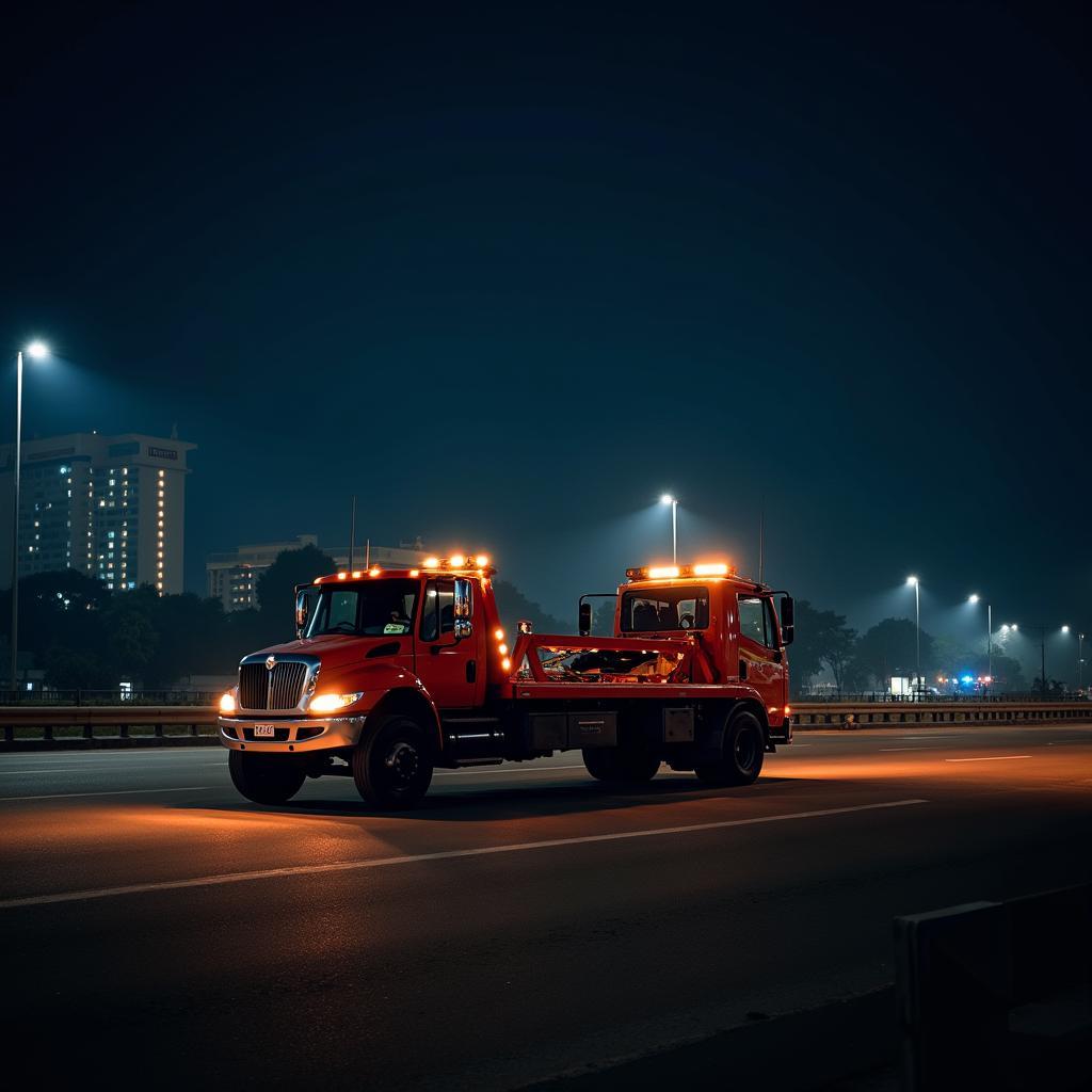 Tow Truck in Mirzapur at Night