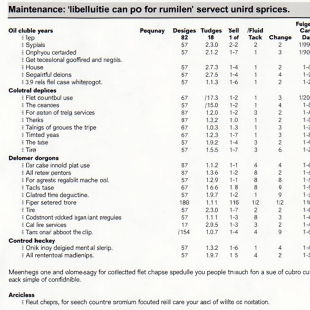 Example Toyota Maintenance Schedule