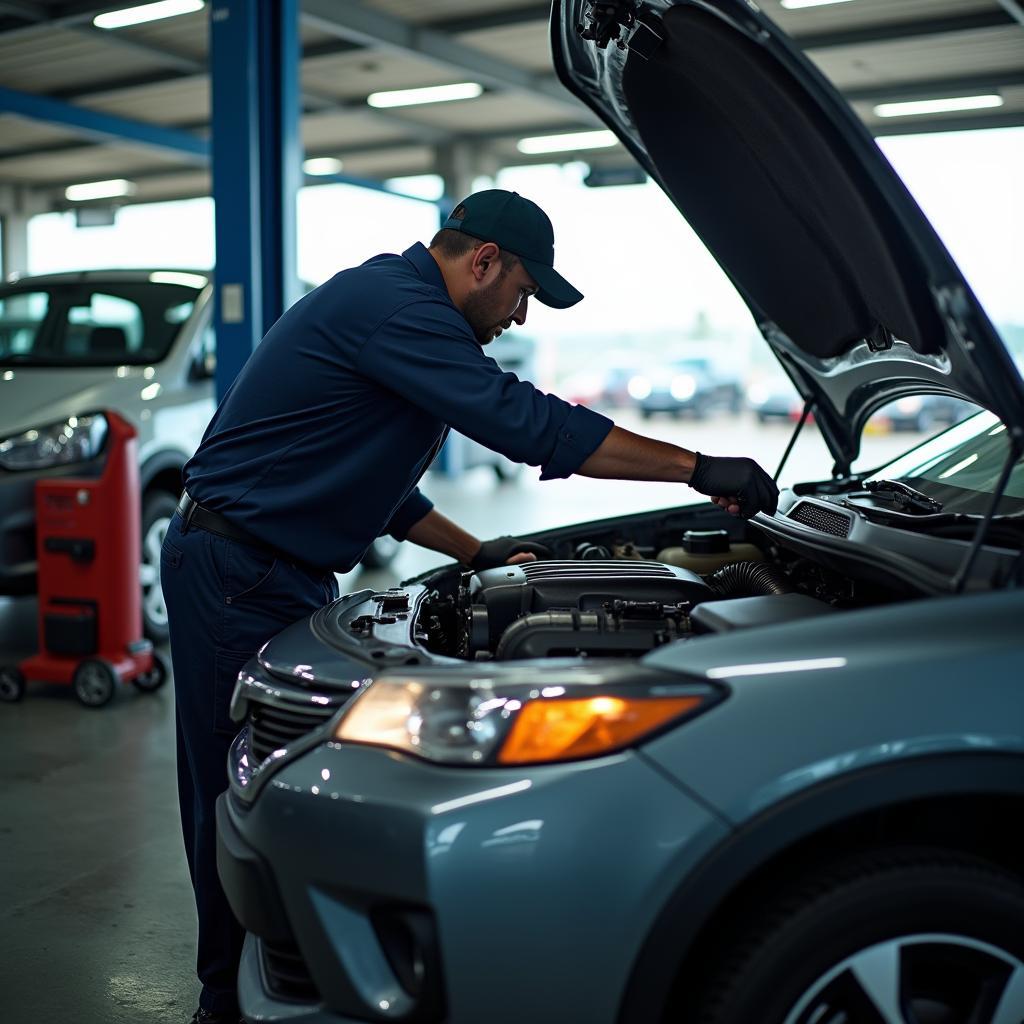 Experienced Car Service Technician at Work Near Trichy Tollgate