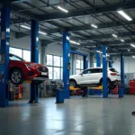 Two-Post and Four-Post Car Lifts in a Service Shop