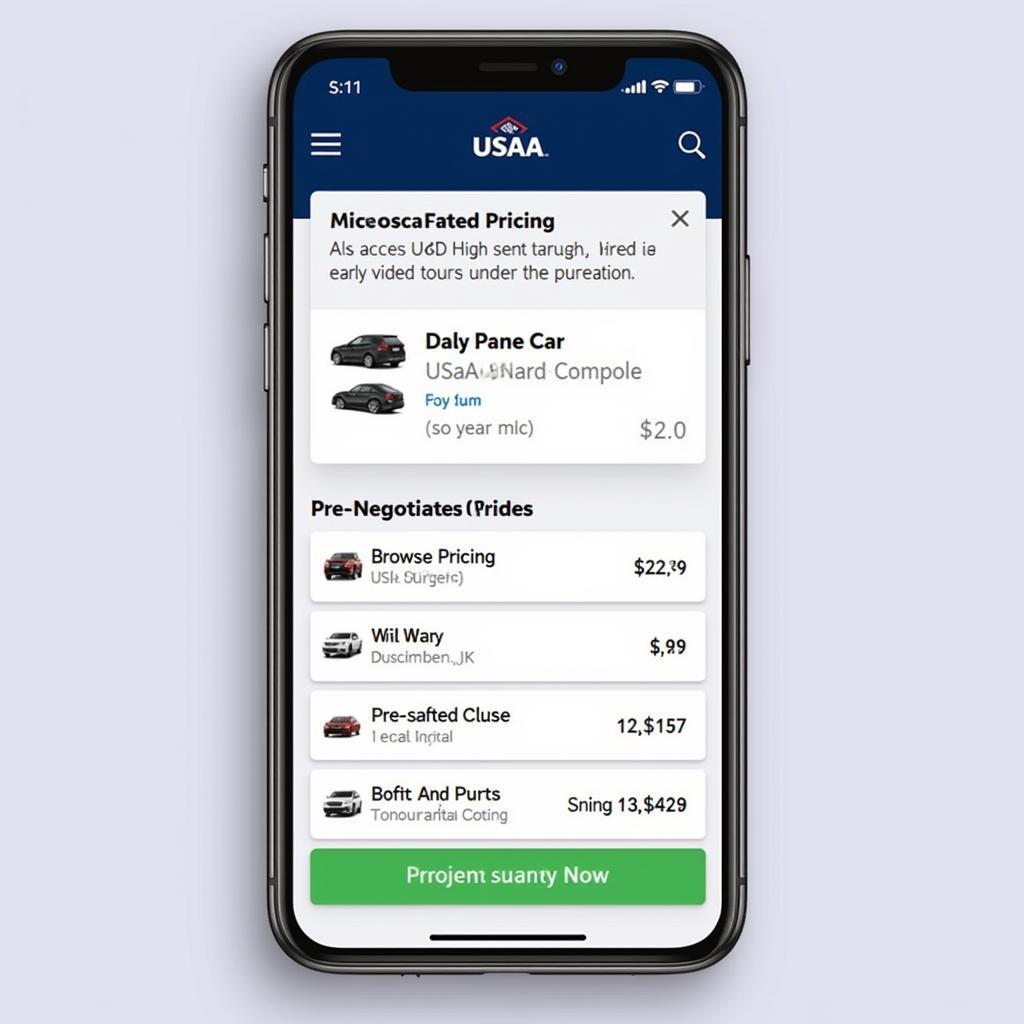 USAA Mobile App Car Buying Service Interface