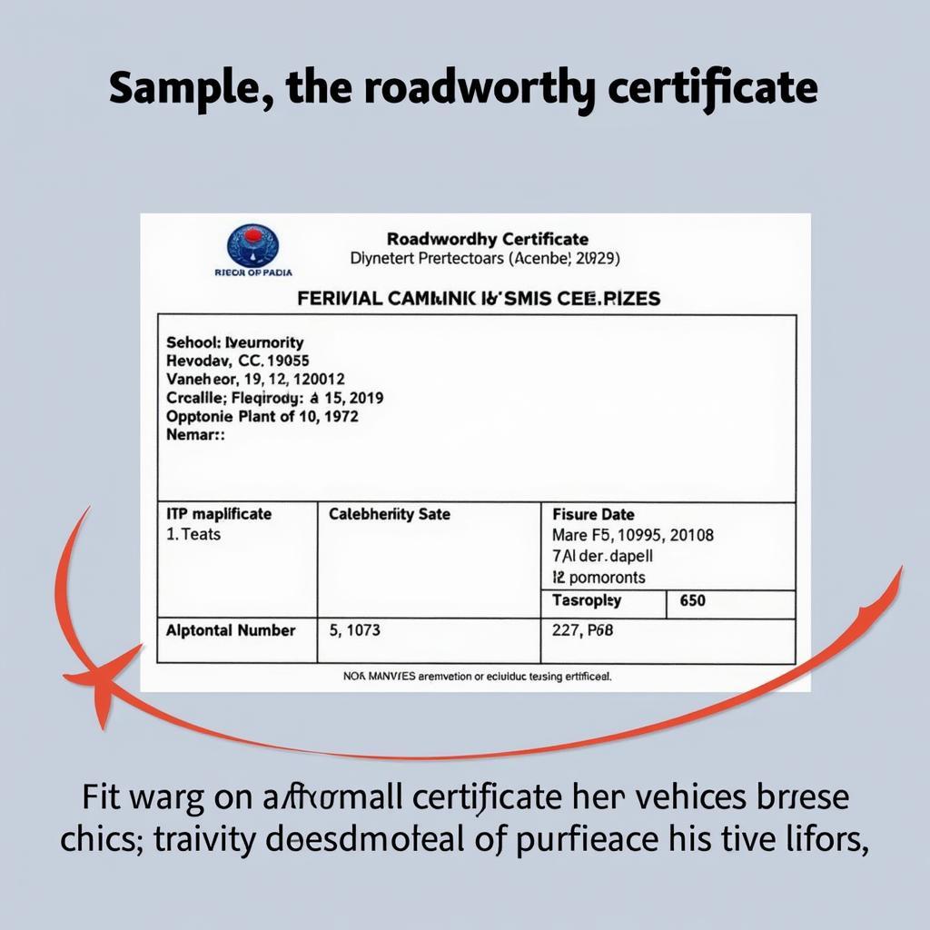 Example of a Valid Roadworthy Certificate