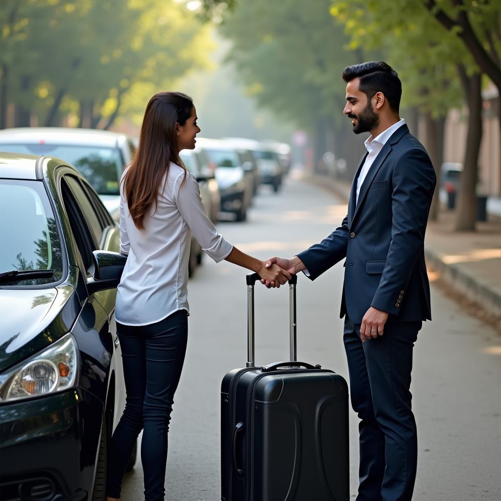 Car Driver in Viman Nagar Assisting Passenger with Luggage