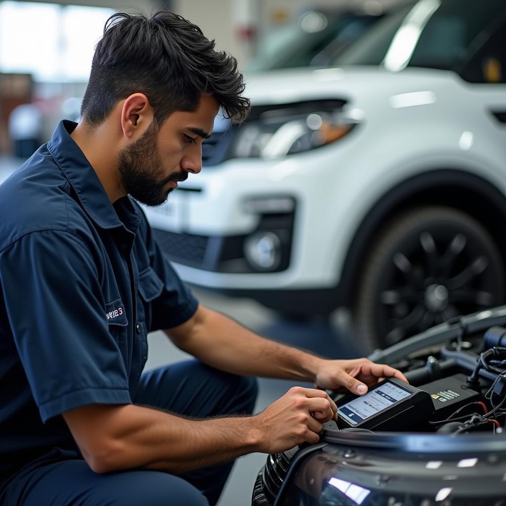 Vishnu Cars Mechanic Working on a Car