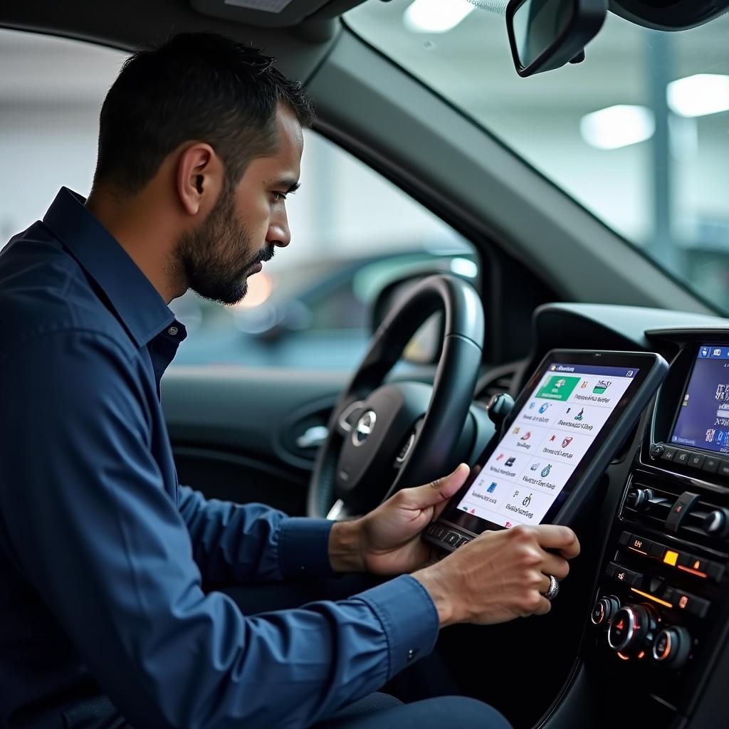 Vishnu Cars Service Avadi Technicians Using Advanced Car Diagnostic Tools