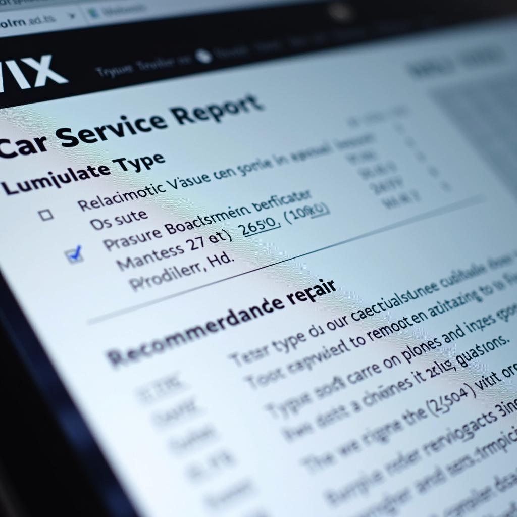 Sample VIX Car Service Report