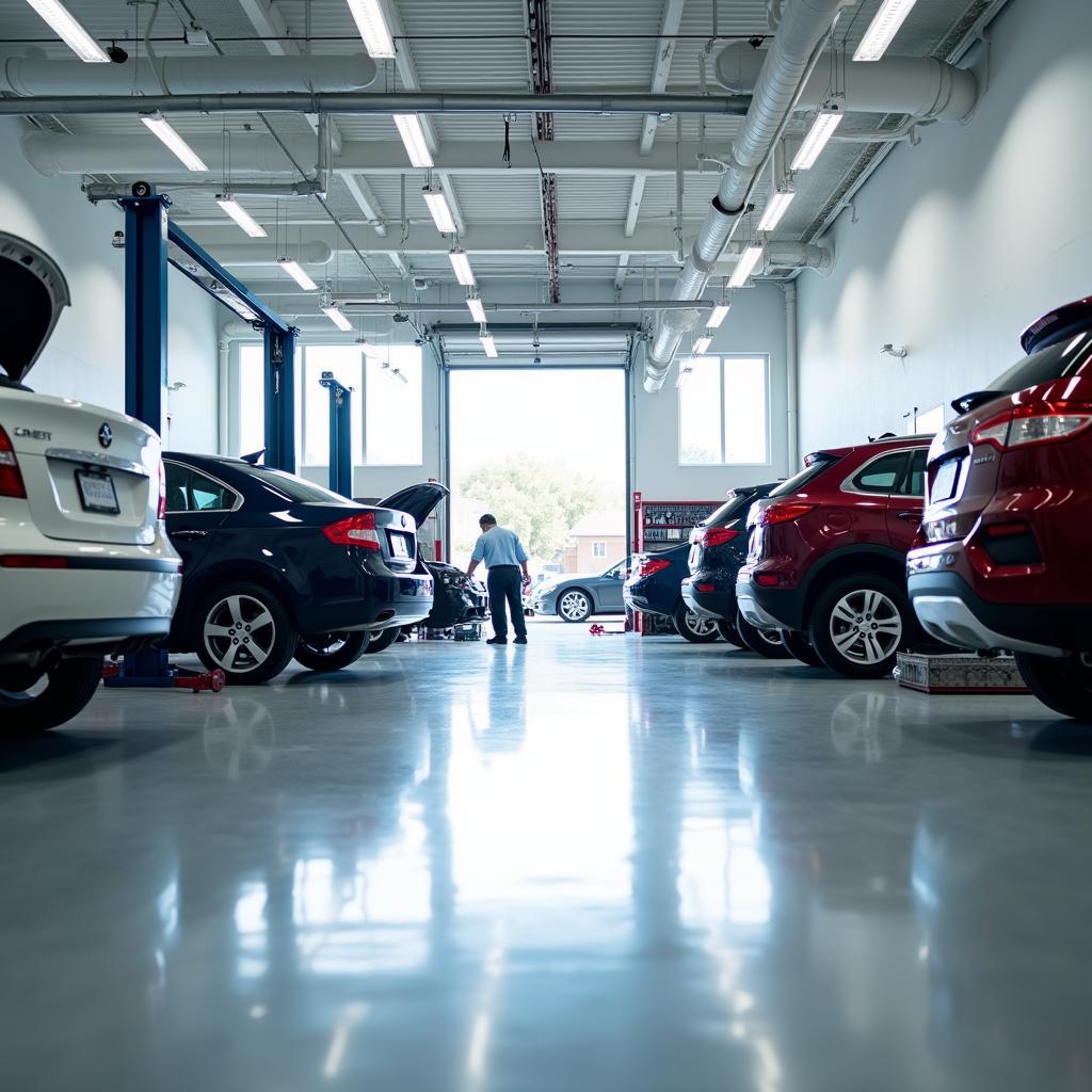 Modern and clean car service center interior in West Los Angeles