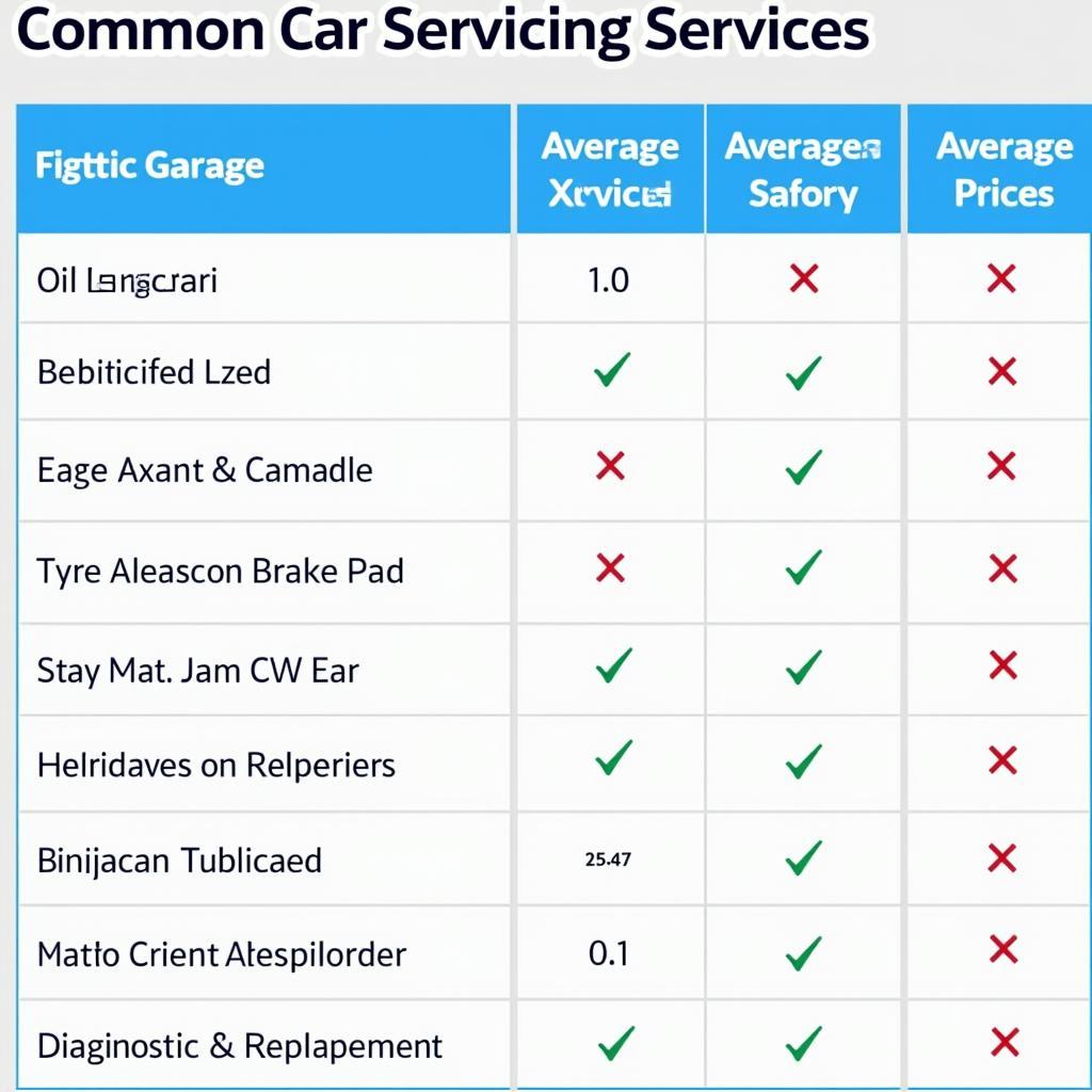 Wigton Car Service Price Comparison Chart