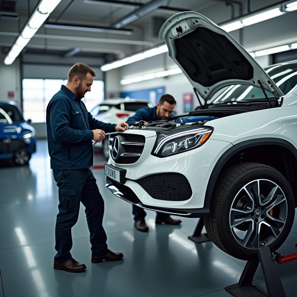 Certified Technicians Servicing a Wonder Car