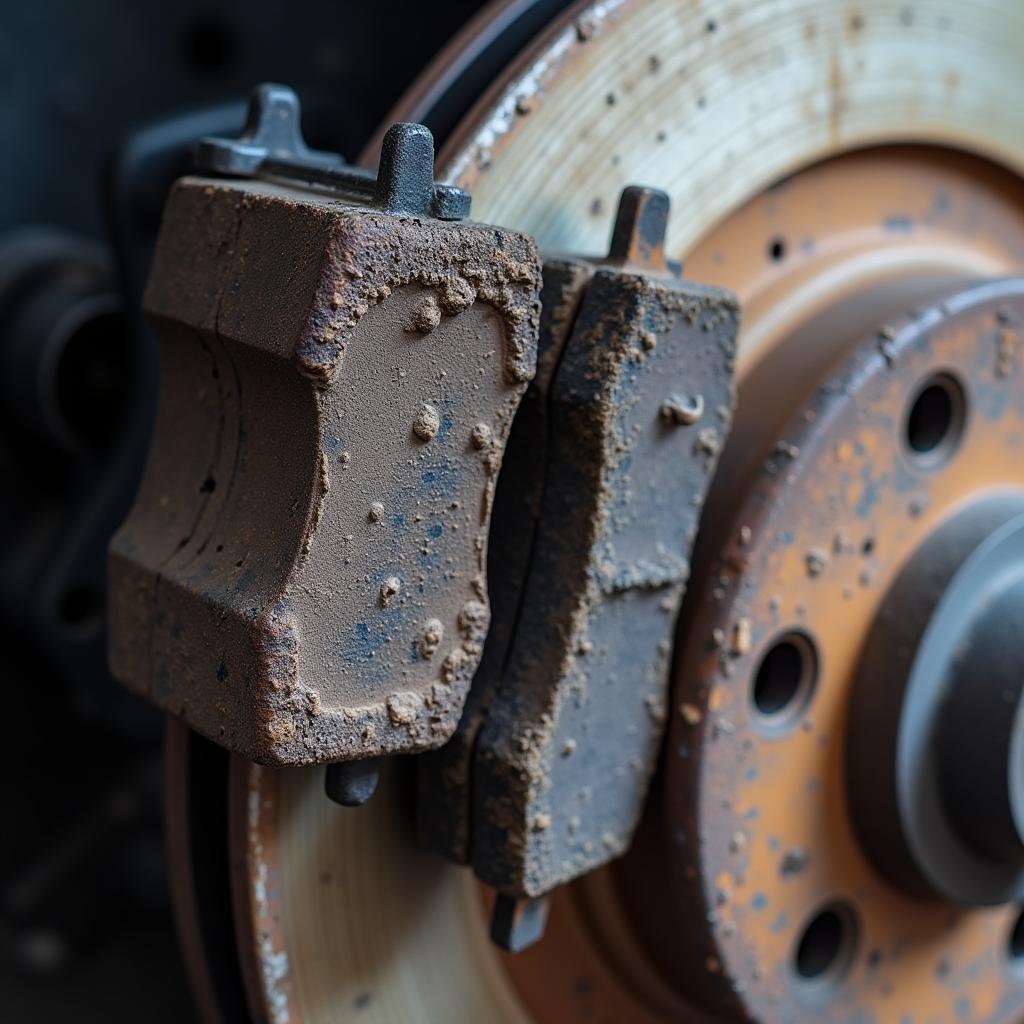 Worn brake pads posing a safety hazard