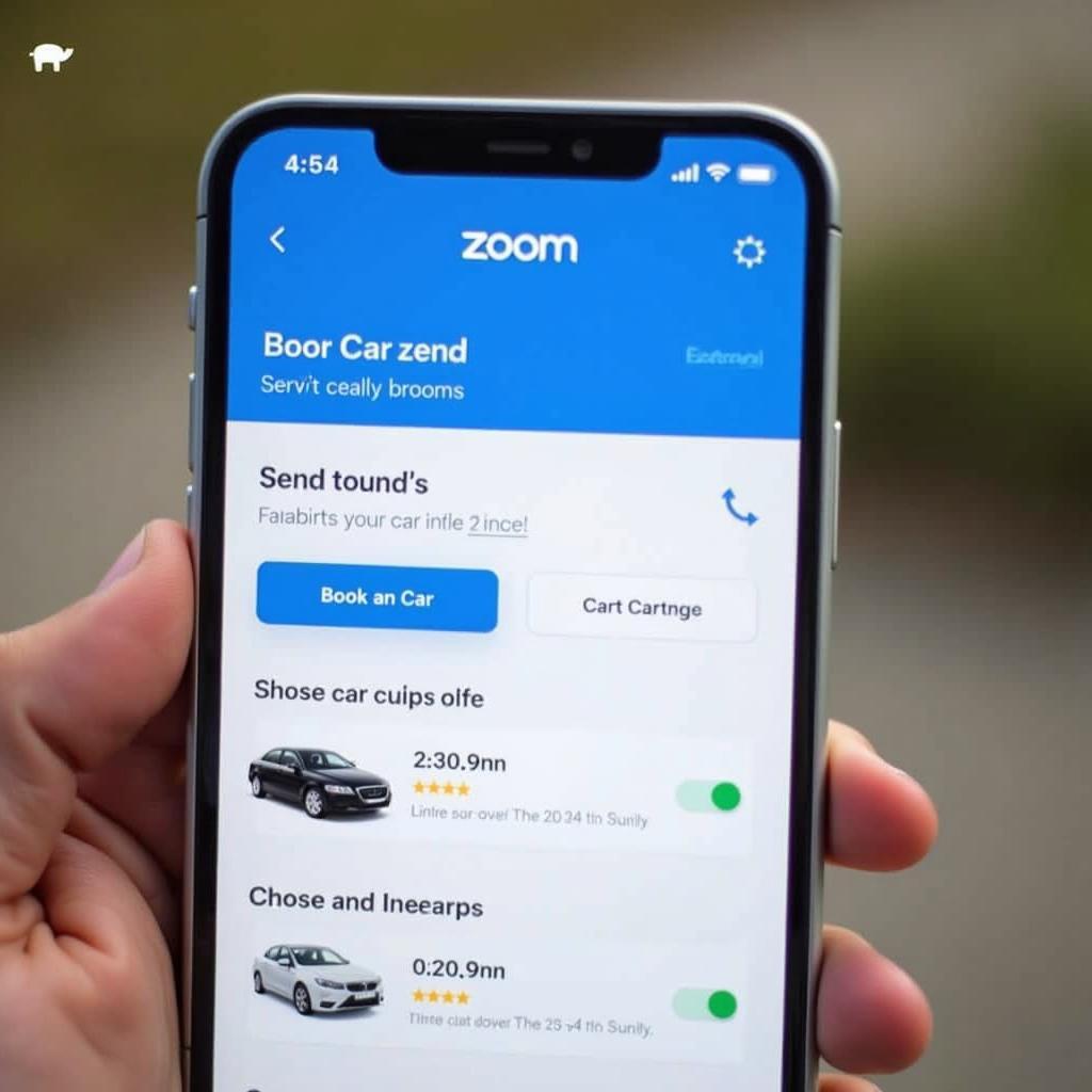 Using the Zoom car rental app to book a car